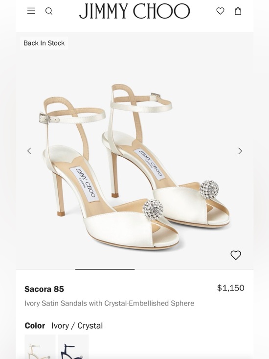 Jimmy Choo Shoes - Jimmy Choo Ivory Crystal Satin Pointed-Toe Heels
